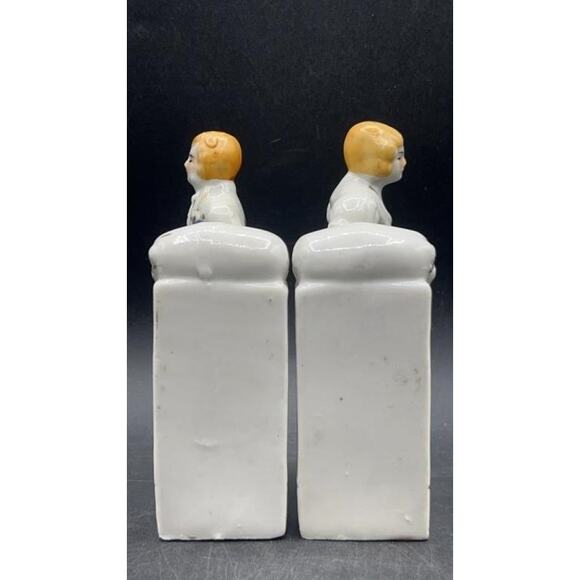 VTG Japanese Porcelain Colonial Man & Woman Bookends Hand-painted w/ 22K Gold - Picture 8 of 16